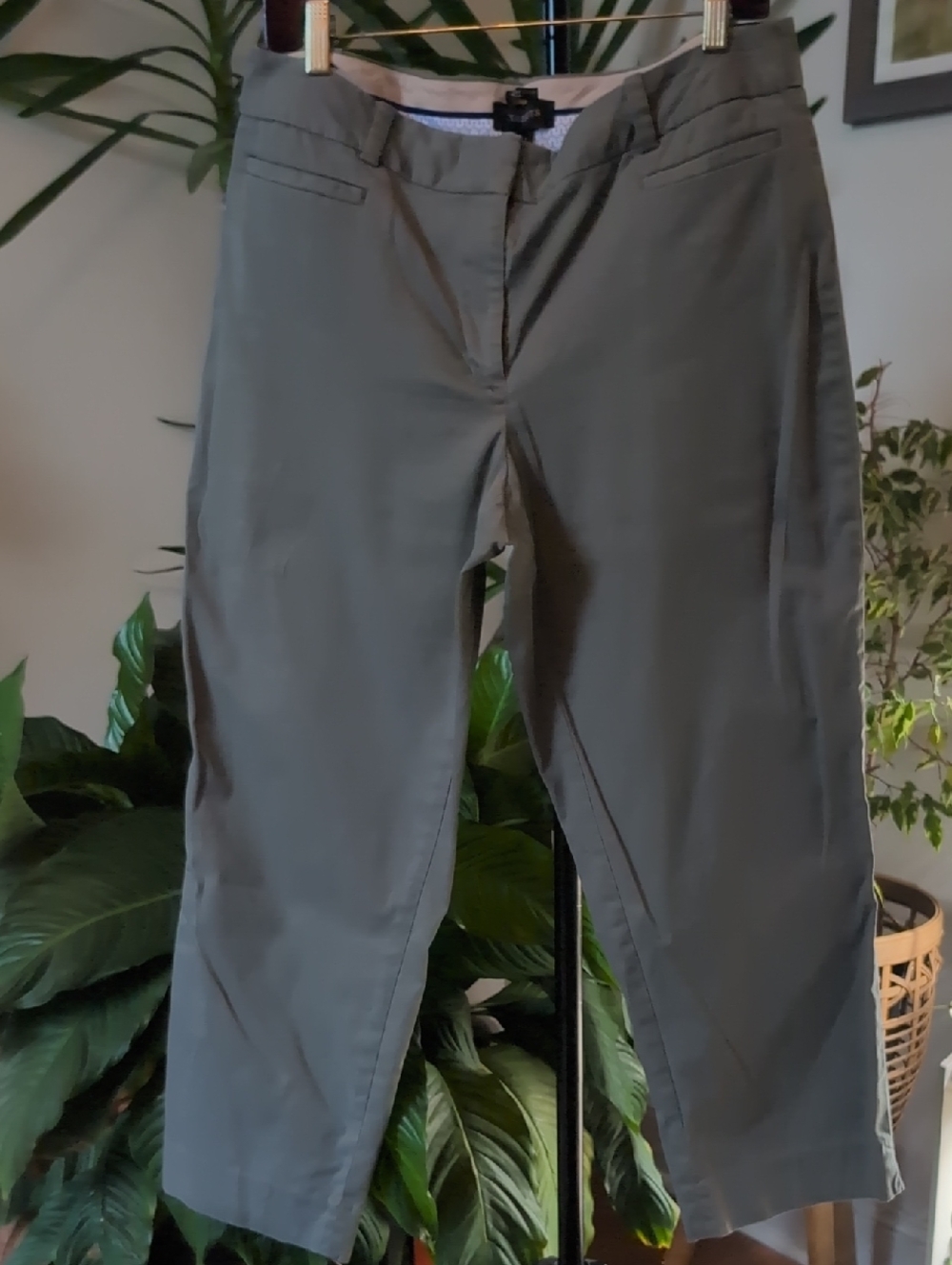 Talbots "The Perfect Crop" Muted Olive Straight-Leg Pants - Curvy Fit